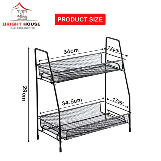 2-tier metal rack with product dimensions