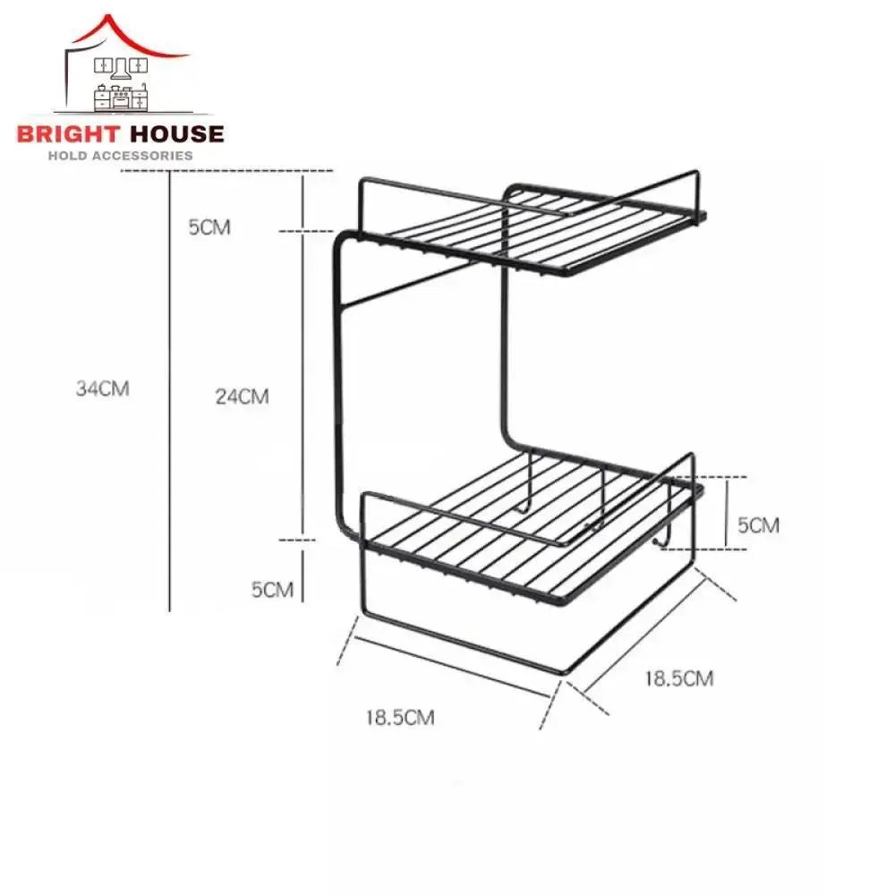 Dimensions of black multi-level stainless steel bathroom organizer
