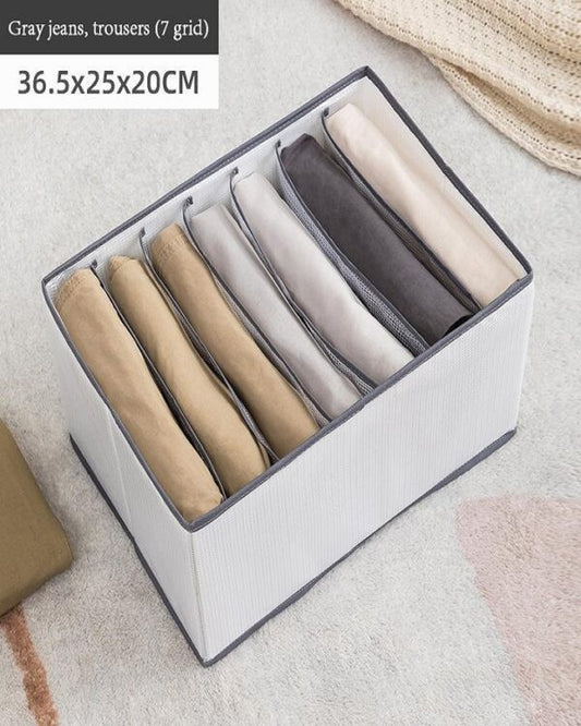 7-grid jeans and trousers organizer measuring 36.5 x 25 x 20 cm