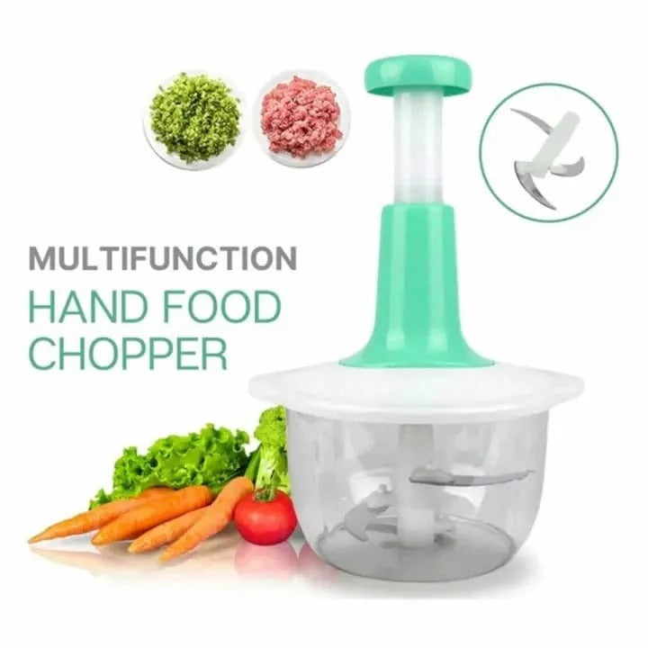 Manual food chopper with stainless steel blades