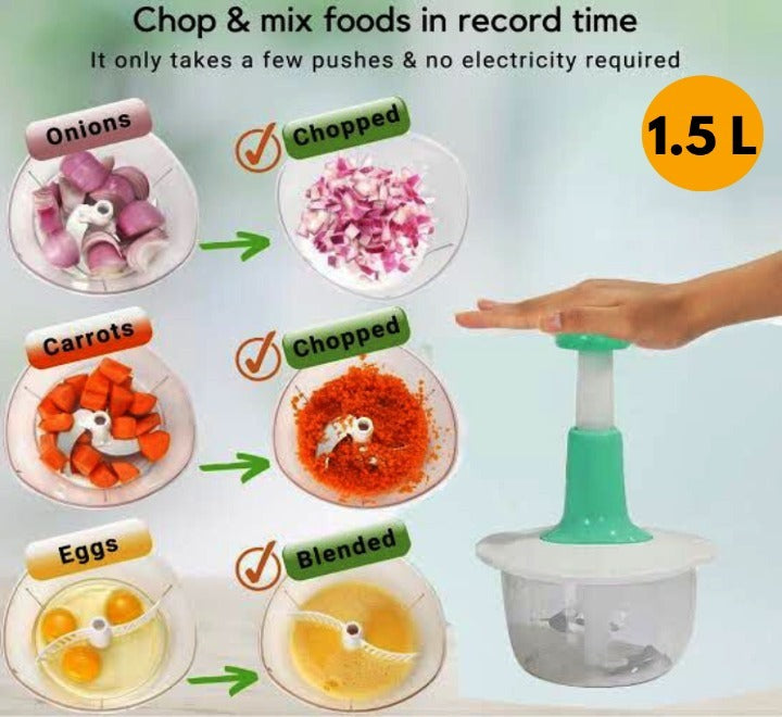 1.5L manual food chopper for onions carrots and food preparation