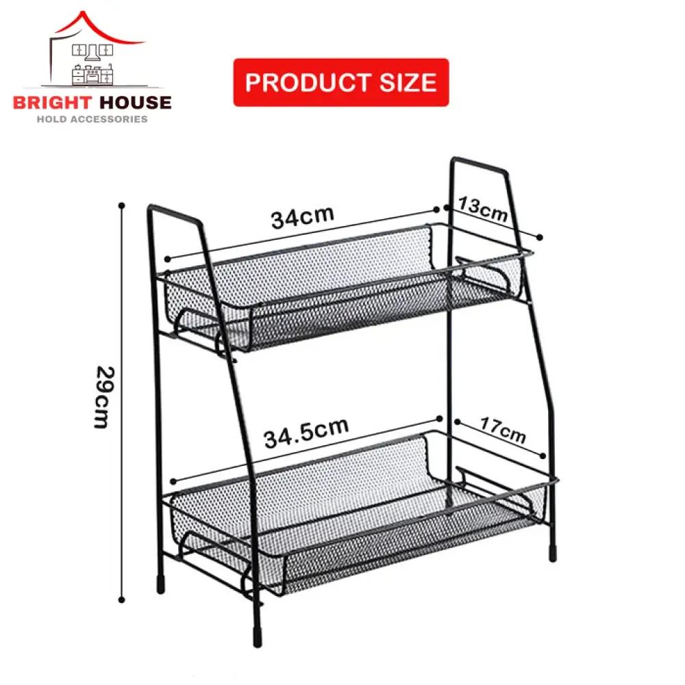 2-tier metal rack with product dimensions