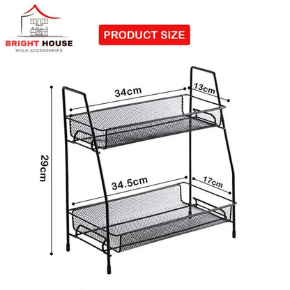 2-tier metal rack with product dimensions