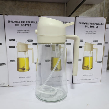 Glass 2-in-1 sprayable and pourable oil bottle