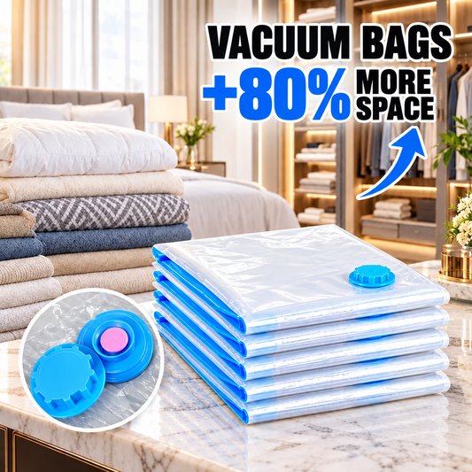 Vacuum Storage Bags with Hand Pump for Clothes & Bedding – Space-Saving Set