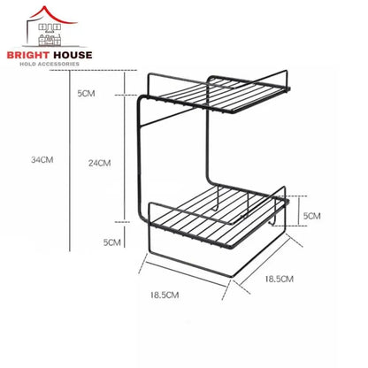 Dimensions of black multi-level stainless steel bathroom organizer
