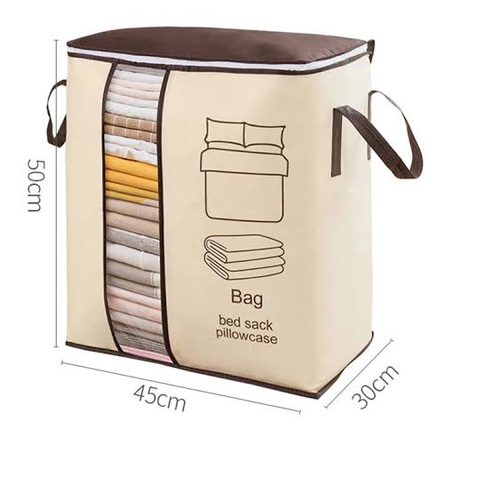 Clear-window storage bag dimensions: 45 cm wide, 30 cm deep and 50 cm high