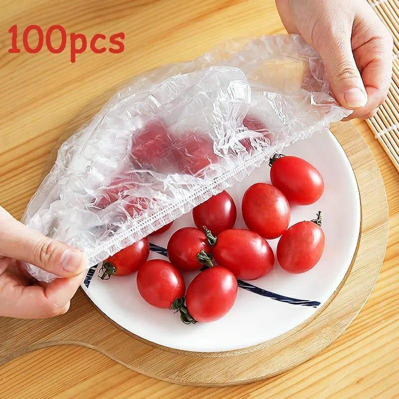 Pack of 100 elastic plastic food covers