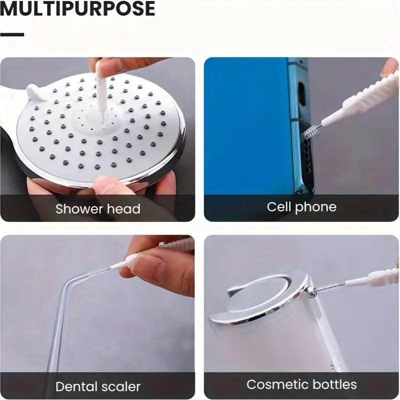 Multipurpose mini cleaning brush shown for shower head and small gaps
