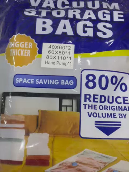 Vacuum Storage Bags with Hand Pump for Clothes & Bedding – Space-Saving Set