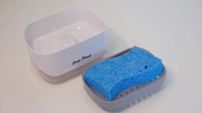 Soap Dispenser & Sponge Holder for Kitchen Sink (2-in-1)