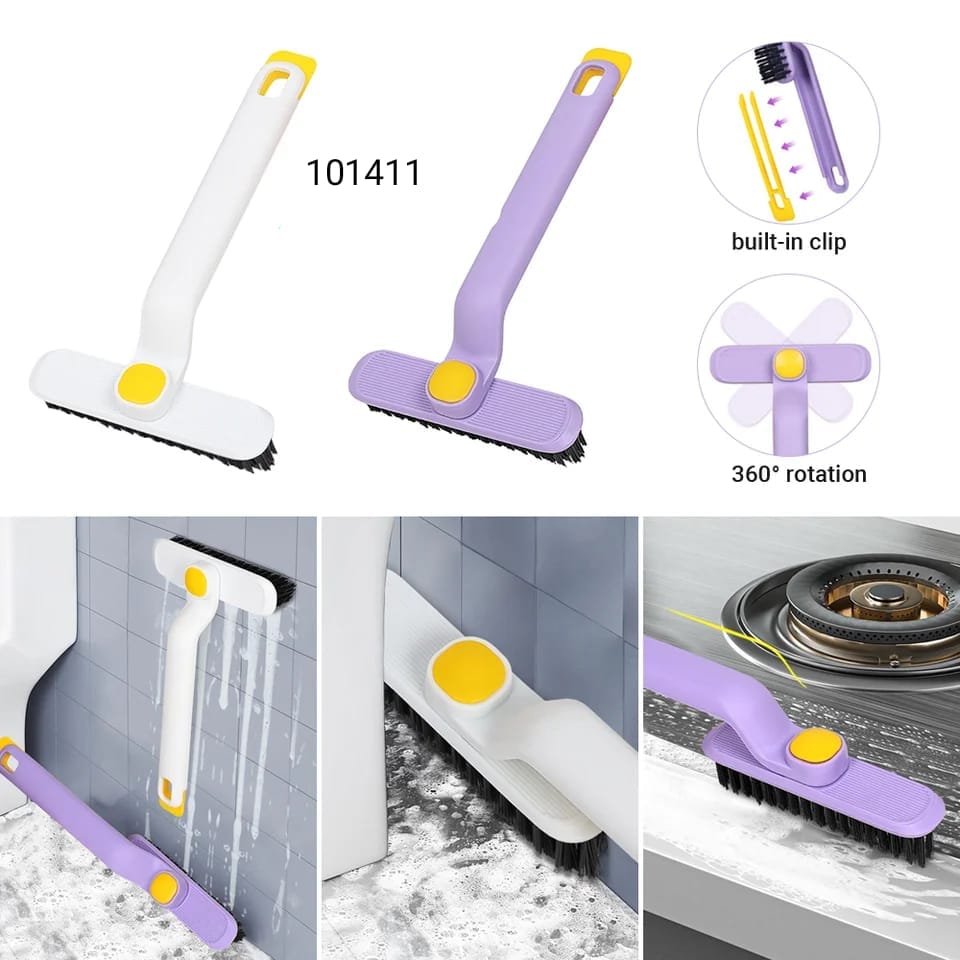 360 degree rotating crevice cleaning brush in white and purple