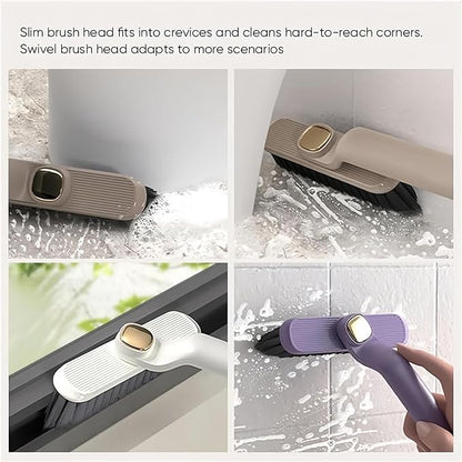 Slim rotating brush head cleaning hard-to-reach crevices