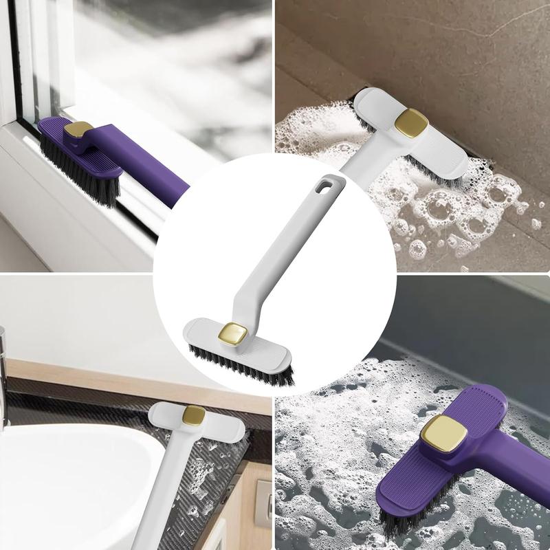 Rotating crevice cleaning brush used on windows, sinks, bathrooms and kitchen surfaces