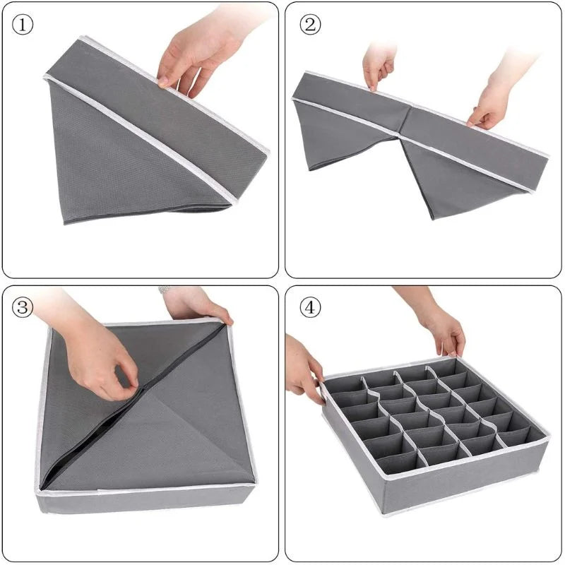 Step-by-step folding and setup of the 24-cell lidded organizer