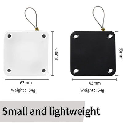 Automatic door closer dimensions showing 63 mm by 63 mm body and 54 g weight