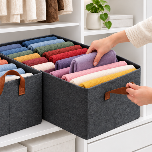 Foldable Wardrobe Storage Box for Clothes with Side Handles