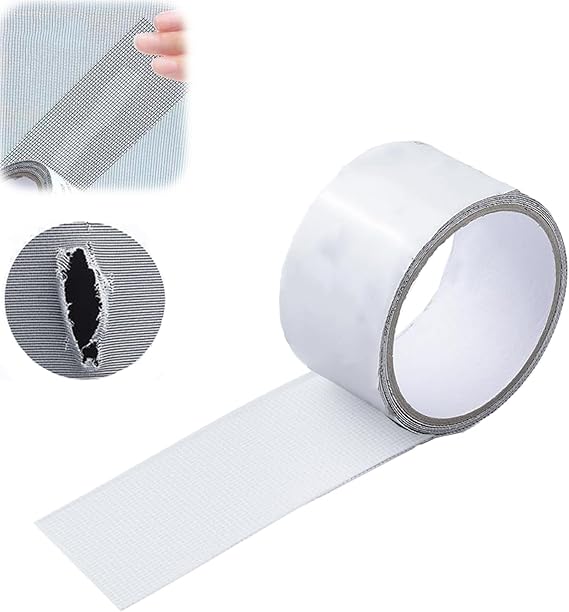 Self-adhesive mesh repair tape roll for fixing torn window screens