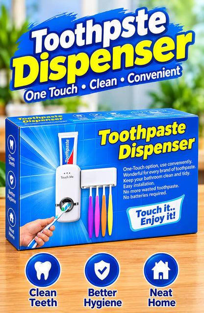 Toothpaste dispenser and toothbrush holder retail package