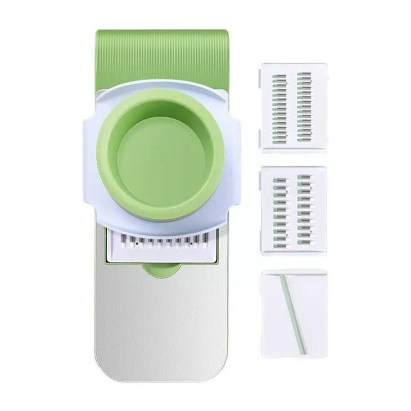 Vegetable slicer and grater with interchangeable stainless steel blades