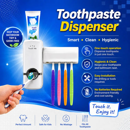 Wall-mounted toothpaste dispenser with toothbrush holder